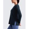 imageCRZ YOGA CottonBlend Long Sleeve Workout Tops for Women Boat Neck Soft Athletic Shirts Casual Going Out Fall TShirtsTrue Navy