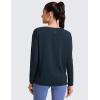 imageCRZ YOGA CottonBlend Long Sleeve Workout Tops for Women Boat Neck Soft Athletic Shirts Casual Going Out Fall TShirtsTrue Navy