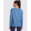 imageCRZ YOGA CottonBlend Long Sleeve Workout Tops for Women Boat Neck Soft Athletic Shirts Casual Going Out Fall TShirtsWashed Denim
