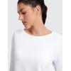 imageCRZ YOGA CottonBlend Long Sleeve Workout Tops for Women Boat Neck Soft Athletic Shirts Casual Going Out Fall TShirtsWhite