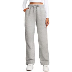 imageCRZ YOGA Cotton Fleece Lined Sweatpants Women 28quot30quot Straight Leg Casual Lounge Sweat Pants for WomenDove Grey Heather