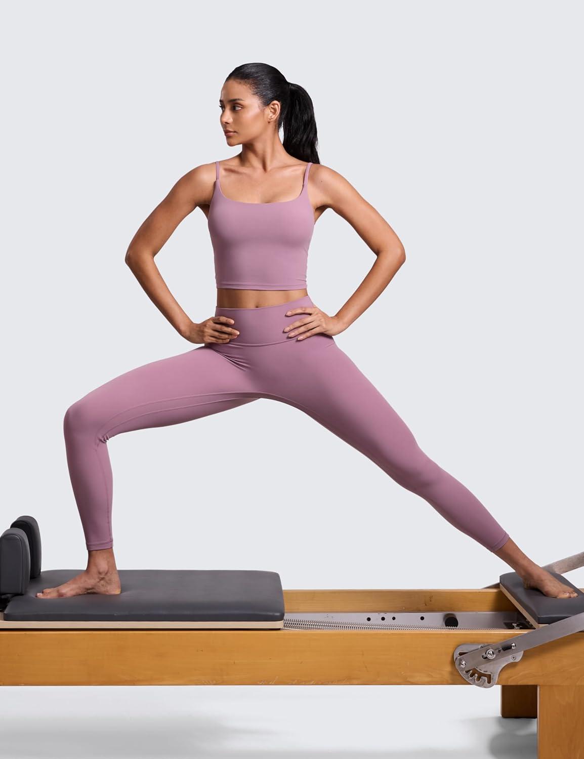 imageCRZ YOGA Butterlift Womens Scoop Neck Longline Sports Bra  U Back Adjustable Straps Workout Crop Tank Top with Built in PadsLight Lavender