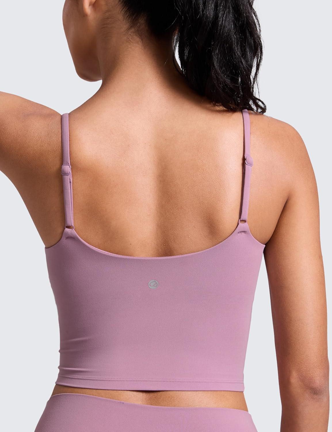 imageCRZ YOGA Butterlift Womens Scoop Neck Longline Sports Bra  U Back Adjustable Straps Workout Crop Tank Top with Built in PadsLight Lavender
