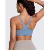imageCRZ YOGA Butterlift Double Lined Square Neck Sports Bras for Women  Wireless VShaped Racerback Workout Yoga Top Non PaddedWashed Denim