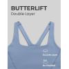 imageCRZ YOGA Butterlift Double Lined Square Neck Sports Bras for Women  Wireless VShaped Racerback Workout Yoga Top Non PaddedWashed Denim