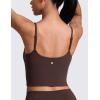 imageCRZ YOGA Butterlift Womens Scoop Neck Longline Sports Bra  U Back Adjustable Straps Workout Crop Tank Top with Built in PadsHot Fudge Brown