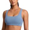 imageCRZ YOGA Butterlift Double Lined Square Neck Sports Bras for Women  Wireless VShaped Racerback Workout Yoga Top Non PaddedWashed Denim