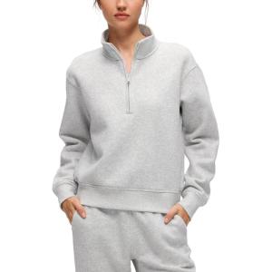 imageCRZ YOGA Fleece Lined Sweatshirt for Women Half Zip Funnel Neck Pullover Long Sleeve Workout Casual Sweat ShirtsDove Grey Heather
