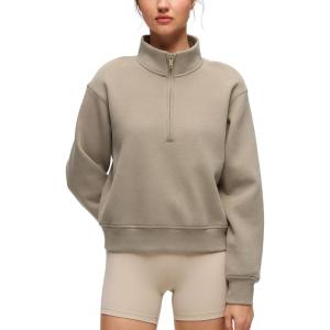 imageCRZ YOGA Fleece Lined Sweatshirt for Women Half Zip Funnel Neck Pullover Long Sleeve Workout Casual Sweat ShirtsOak