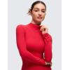 imageCRZ YOGA Softembrace Mock Neck Long Sleeve Tops for Women Soft Fitted Going Out Shirts Casual Comfort Layer TeesAurora Red