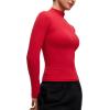 imageCRZ YOGA Softembrace Mock Neck Long Sleeve Tops for Women Soft Fitted Going Out Shirts Casual Comfort Layer TeesAurora Red