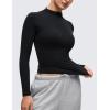 imageCRZ YOGA Softembrace Mock Neck Long Sleeve Tops for Women Soft Fitted Going Out Shirts Casual Comfort Layer TeesBlack