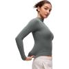 imageCRZ YOGA Softembrace Mock Neck Long Sleeve Tops for Women Soft Fitted Going Out Shirts Casual Comfort Layer TeesGrey Sage