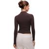 imageCRZ YOGA Softembrace Mock Neck Long Sleeve Tops for Women Soft Fitted Going Out Shirts Casual Comfort Layer TeesHot Fudge Brown