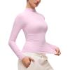 imageCRZ YOGA Softembrace Mock Neck Long Sleeve Tops for Women Soft Fitted Going Out Shirts Casual Comfort Layer TeesPink Peony