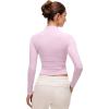 imageCRZ YOGA Softembrace Mock Neck Long Sleeve Tops for Women Soft Fitted Going Out Shirts Casual Comfort Layer TeesPink Peony
