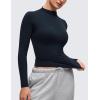imageCRZ YOGA Softembrace Mock Neck Long Sleeve Tops for Women Soft Fitted Going Out Shirts Casual Comfort Layer TeesTrue Navy