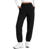 imageCRZ YOGA Cotton Fleece Lined Jogger Sweatpants Women 28quot High Waisted Casual Lounge Travel Pants with Pockets Winter WarmBlack