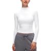 imageCRZ YOGA Softembrace Mock Neck Long Sleeve Tops for Women Soft Fitted Going Out Shirts Casual Comfort Layer TeesWhite