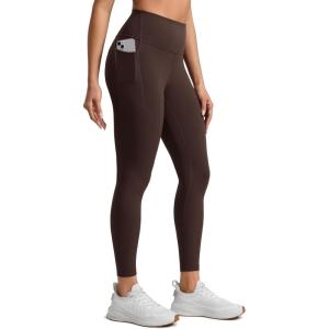 imageCRZ YOGA Womens Butterlift High Waist Workout Leggings with Side Pockets 25quot  Pilates Athletic Gym Yoga Pants Buttery SoftHot Fudge Brown
