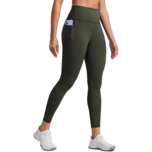 imageCRZ YOGA Womens Butterlift High Waist Workout Leggings with Side Pockets 25quot  Pilates Athletic Gym Yoga Pants Buttery SoftOlive Green