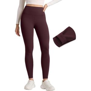 imageCRZ YOGA Womens Fleece Lined Leggings 28  Matte Thermal Winter Warm Full Length Pants Casual Lounge Yoga WorkoutRipe Plum