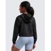imageCRZ YOGA Cloud Jersey Long Sleeve Casual Hoodie for Girls  Lounge Pullover Shirts Tops Hooded Relaxed Waist Length Kids TeenBlack