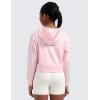 imageCRZ YOGA Cloud Jersey Long Sleeve Casual Hoodie for Girls  Lounge Pullover Shirts Tops Hooded Relaxed Waist Length Kids TeenStrawberry Pink