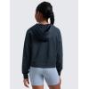 imageCRZ YOGA Cloud Jersey Long Sleeve Casual Hoodie for Girls  Lounge Pullover Shirts Tops Hooded Relaxed Waist Length Kids TeenTrue Navy