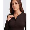 imageCRZ YOGA Ribbed Modal Casual Long Sleeve Henley Shirts for Women Soft Stretchy Knit Layering Basic Fitted Athletic TopsHot Fudge Brown