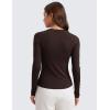 imageCRZ YOGA Ribbed Modal Casual Long Sleeve Henley Shirts for Women Soft Stretchy Knit Layering Basic Fitted Athletic TopsHot Fudge Brown