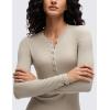 imageCRZ YOGA Ribbed Modal Casual Long Sleeve Henley Shirts for Women Soft Stretchy Knit Layering Basic Fitted Athletic TopsMojave Tan