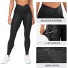 imageCRZ YOGA Womens Butterluxe Matte Faux Leather Cross Waist Leggings 28quot  V Crossover High Waisted LoungeBlack Classic