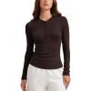 imageCRZ YOGA Ribbed Modal Casual Long Sleeve Henley Shirts for Women Soft Stretchy Knit Layering Basic Fitted Athletic TopsHot Fudge Brown