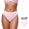 imageCRZ YOGA Soft High Rise Thongs for Women  Sexy Tagless Comfortable Panties Smooth Stretch Breathable Ladies Underwear 3 PackGreyWhitePink