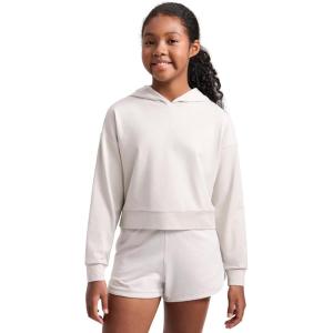 imageCRZ YOGA Cloud Jersey Long Sleeve Casual Hoodie for Girls  Lounge Pullover Shirts Tops Hooded Relaxed Waist Length Kids TeenMilky White