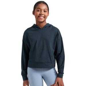 imageCRZ YOGA Cloud Jersey Long Sleeve Casual Hoodie for Girls  Lounge Pullover Shirts Tops Hooded Relaxed Waist Length Kids TeenTrue Navy