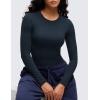 imageCRZ YOGA Softembrace Womens Basic Long Sleeve Crew Neck Bodysuits Casual Stretchy Fitted Thong Body Suits TopsTrue Navy