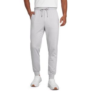 imageCRZ YOGA Mens Cloud Jersey Joggers 29quot Breathable Casual Lounge Workout Soft Sweatpants with Zipper PocketsPlatinum Grey