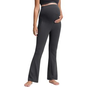 imageCRZ YOGA Women Butterluxe Maternity Flare Leggings with Pockets 31quot  Workout Active Yoga Pregnancy Pants Over The Belly SoftMysterious Grey
