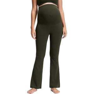 imageCRZ YOGA Women Butterluxe Maternity Flare Leggings with Pockets 31quot  Workout Active Yoga Pregnancy Pants Over The Belly SoftOlive Green