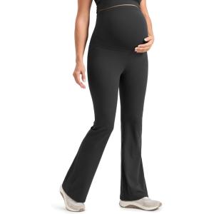imageCRZ YOGA Womens Butterlift Maternity Flare Leggings 31quot  Workout Yoga Lounge Bootcut Pregnancy Pants Over The Belly StretchyMysterious Grey