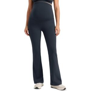 imageCRZ YOGA Womens Butterlift Maternity Flare Leggings 31quot  Workout Yoga Lounge Bootcut Pregnancy Pants Over The Belly StretchyTrue Navy