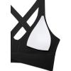 imageCRZ YOGA Womens Butterluxe Ruched Longline Sports Bras  V Neck Padded Yoga Tank Wide Straps Cross Back Crop TopsBlack