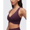 imageCRZ YOGA Womens Butterluxe Ruched Longline Sports Bras  V Neck Padded Yoga Tank Wide Straps Cross Back Crop TopsDeep Purple