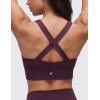 imageCRZ YOGA Womens Butterluxe Ruched Longline Sports Bras  V Neck Padded Yoga Tank Wide Straps Cross Back Crop TopsDeep Purple
