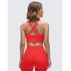 imageCRZ YOGA Womens Butterluxe Ruched Longline Sports Bras  V Neck Padded Yoga Tank Wide Straps Cross Back Crop TopsDeep Red