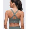 imageCRZ YOGA Womens Butterluxe Ruched Longline Sports Bras  V Neck Padded Yoga Tank Wide Straps Cross Back Crop TopsGrey Sage