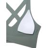 imageCRZ YOGA Womens Butterluxe Ruched Longline Sports Bras  V Neck Padded Yoga Tank Wide Straps Cross Back Crop TopsGrey Sage