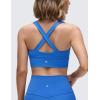 imageCRZ YOGA Womens Butterluxe Ruched Longline Sports Bras  V Neck Padded Yoga Tank Wide Straps Cross Back Crop TopsSparkle Blue